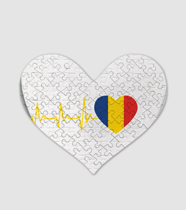 România heartbeat model alb pe tricou