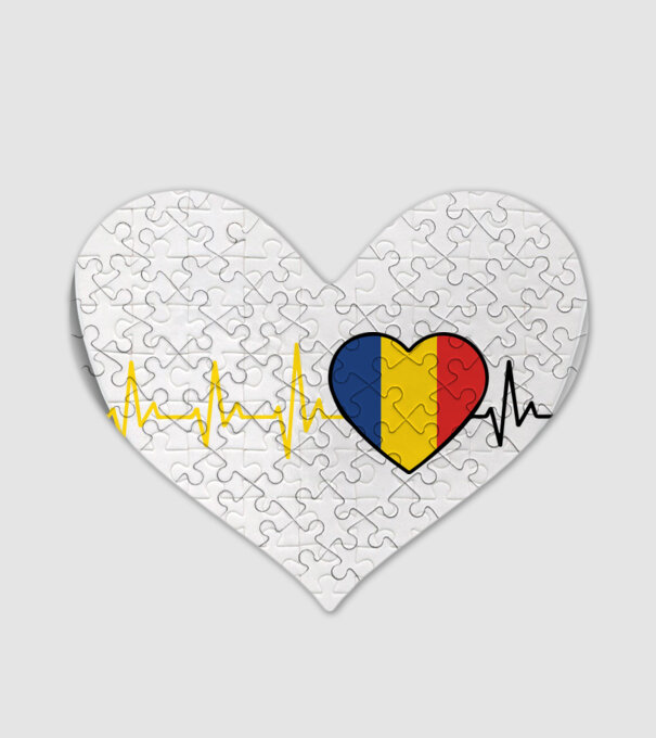 România heartbeat model alb pe tricou