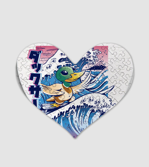 Surfer Duck model alb pe tricou