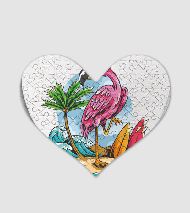 Surfer flamingo model alb pe tricou