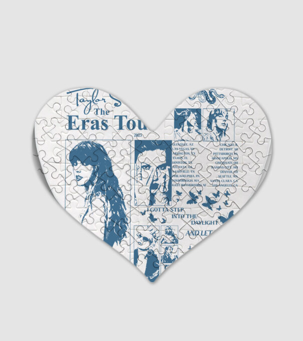 Taylor Swift ERAS print blue model alb pe tricou