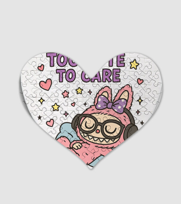 Too cute to care model alb pe tricou