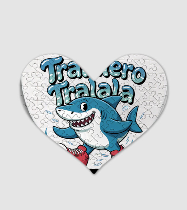 Tralalero Tralala drăguț model alb pe tricou