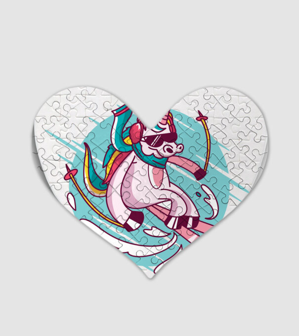 Unicorn ski model alb pe tricou