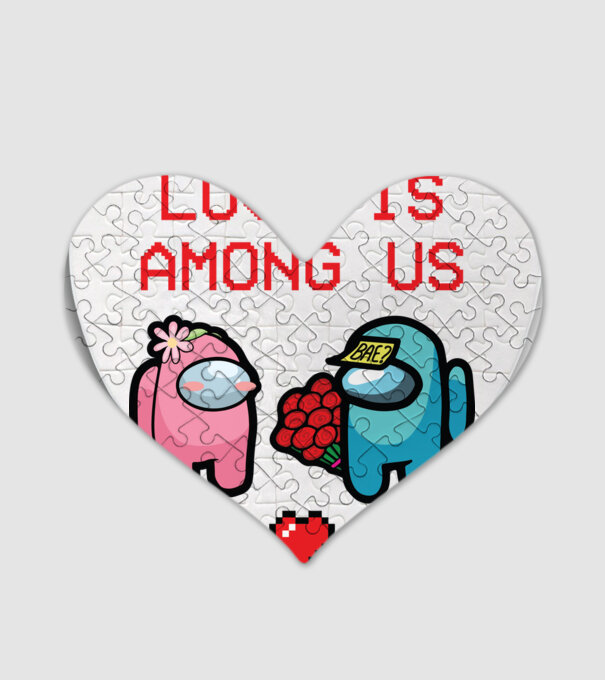 Among us love model alb pe tricou