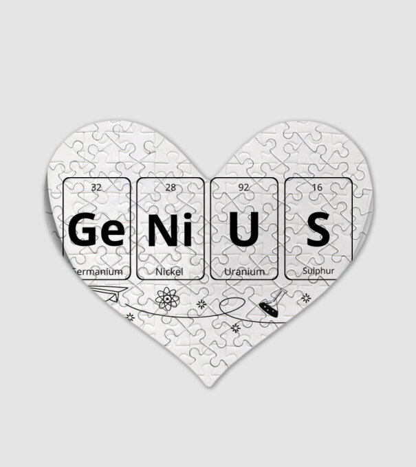 Genius periodic model alb pe tricou