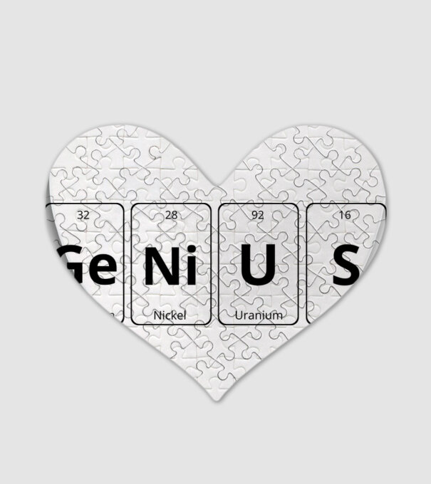 Genius periodic model alb pe tricou