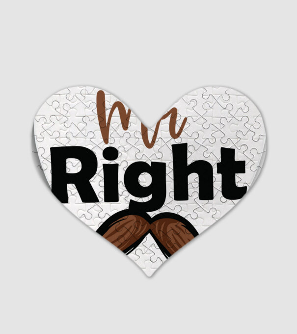 Mr right model alb pe tricou