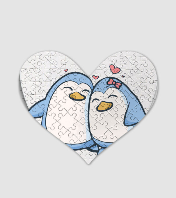 PINGUIN ÎNDRĂGOSTIT model alb pe tricou