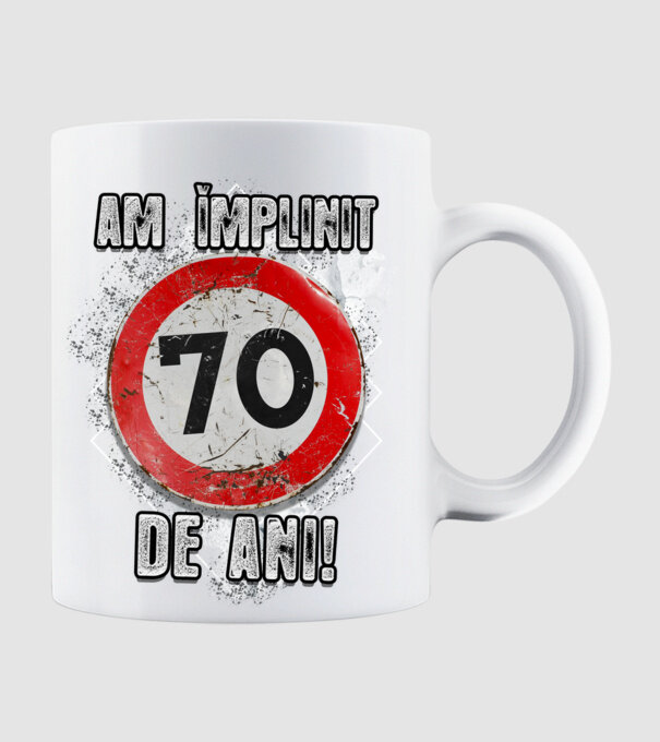 Am împlinit 70 de ani! model alb pe tricou