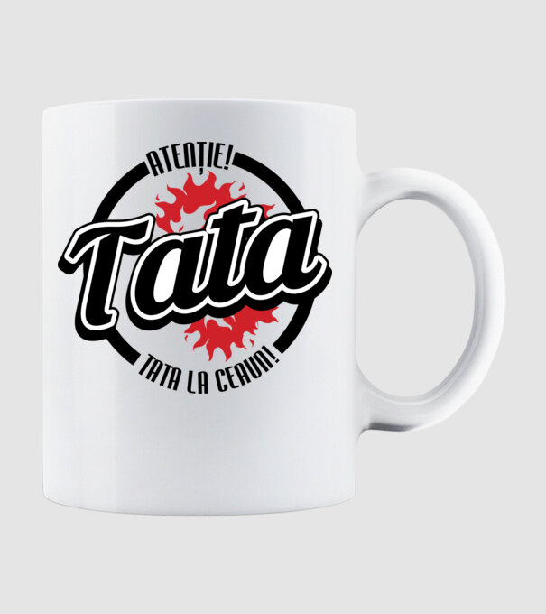 Atenție! Tata la ceaun! model alb pe tricou