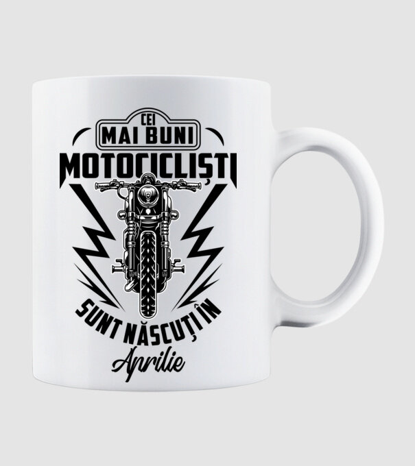 Cei mai buni motocicliști sunt născuți în Aprilie model alb pe tricou