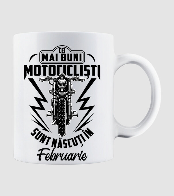 Cei mai buni motocicliști sunt născuți în Februarie model alb pe tricou