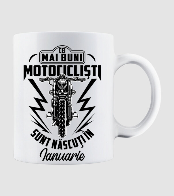 Cei mai buni motocicliști sunt născuți în Ianuarie model alb pe tricou