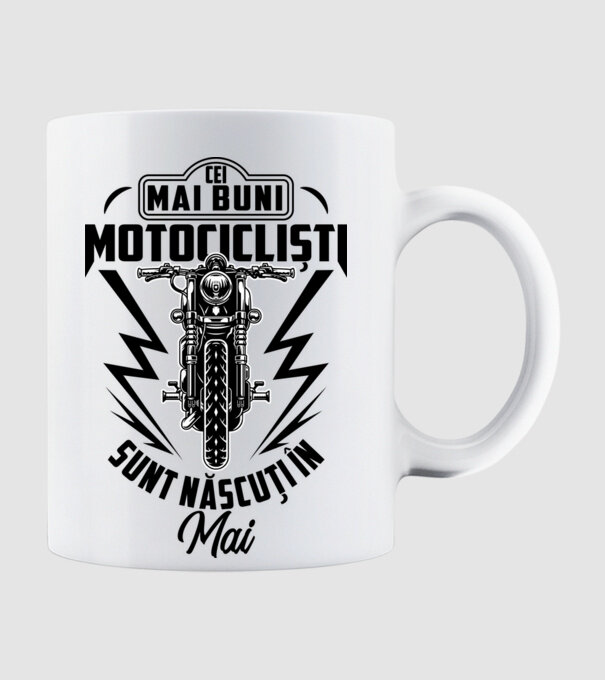 Cei mai buni motocicliști sunt născuți în Mai model alb pe tricou