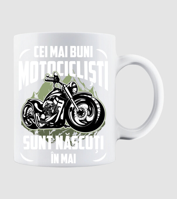 Cei mai buni motocicliști sunt născuți în Mai model alb pe tricou