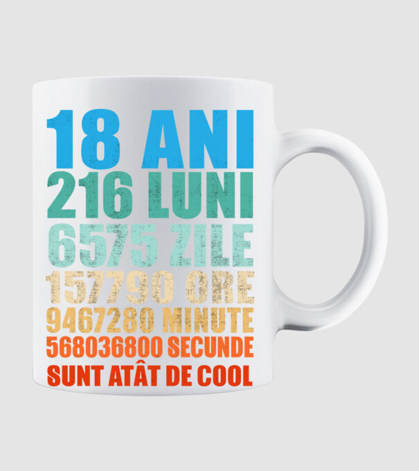 De 18 ani - luni - zile - ore - minute - secunde - sunt atât de cool model alb pe tricou