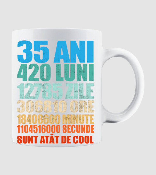 De 35 ani - luni - zile - ore - minute - secunde - sunt atât de cool model alb pe tricou