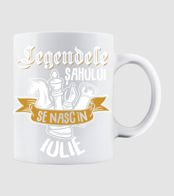 Legendele șahului se nasc în iulie model alb pe tricou