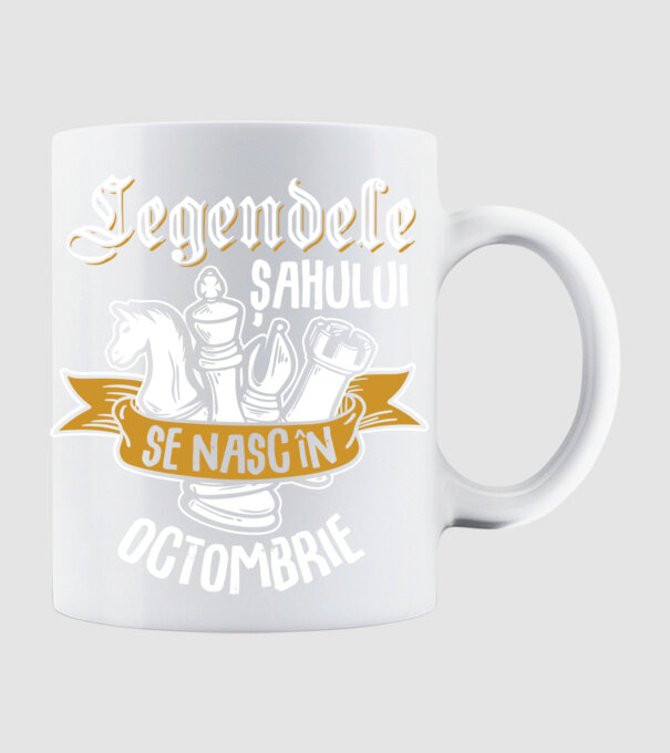 Legendele șahului se nasc în octombrie model alb pe tricou
