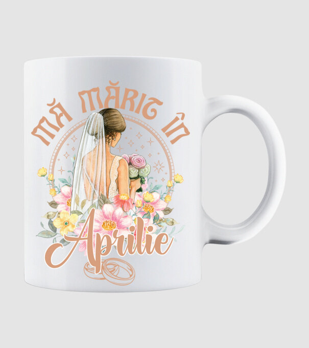 mă mărit - în aprilie model alb pe tricou