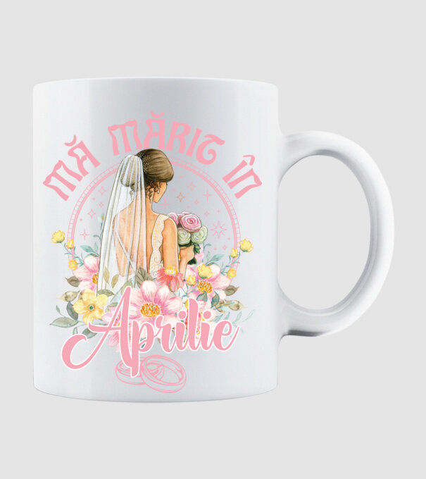 mă mărit - în aprilie model alb pe tricou
