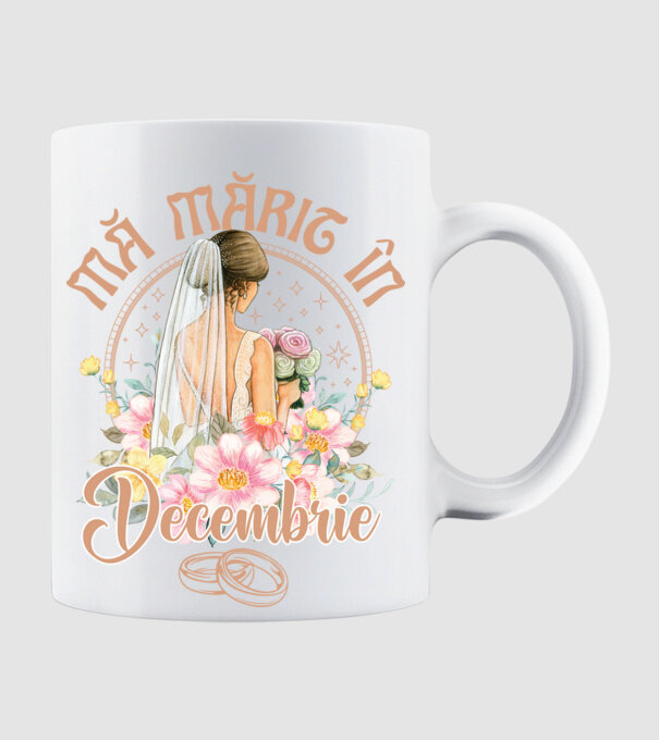 mă mărit - în decembrie model alb pe tricou