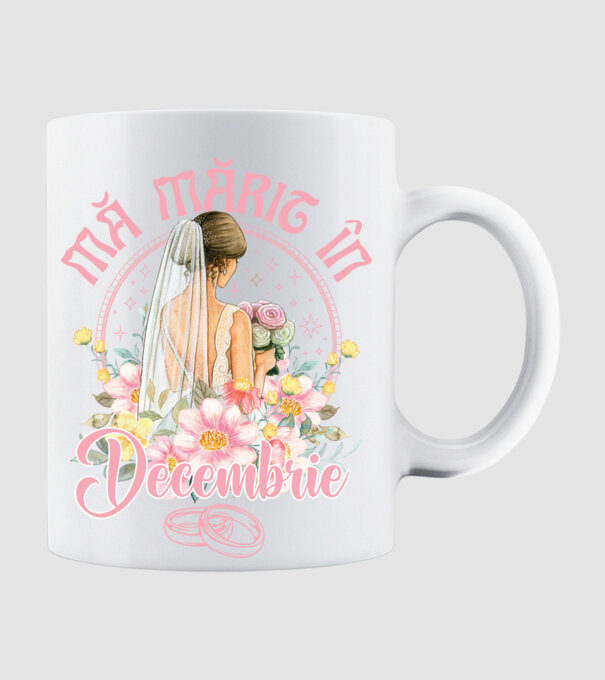 mă mărit - în decembrie model alb pe tricou