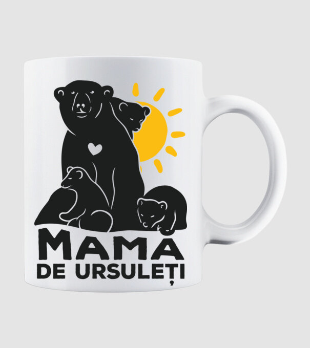 Mamă de ursuleți model alb pe tricou