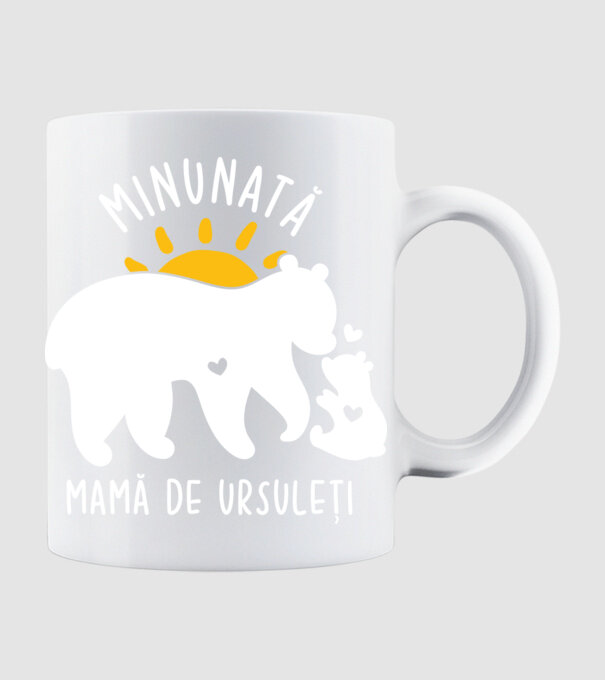 Minunată mamă de ursuleți model alb pe tricou