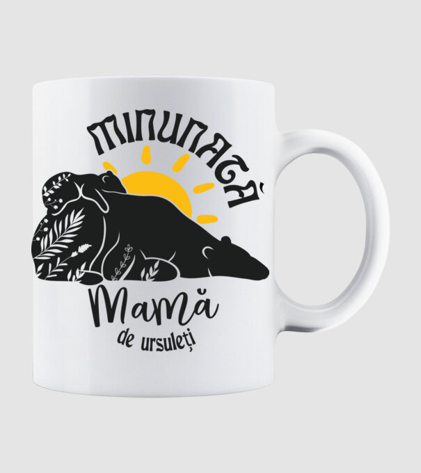 Minunată mamă de ursuleți model alb pe tricou