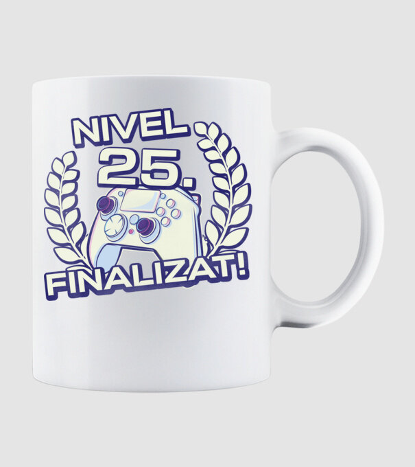 Nivel 25 finalizat! model alb pe tricou