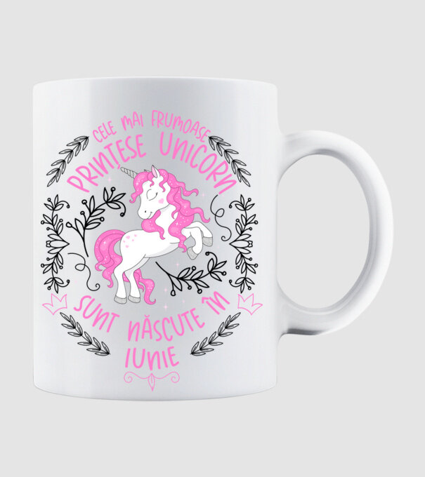 Cele mai frumoase prințese unicorn sunt născute în Iunie model alb pe tricou