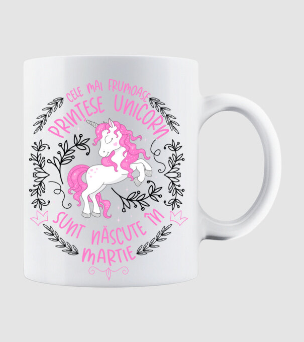 Cele mai frumoase prințese unicorn sunt născute în Martie model alb pe tricou