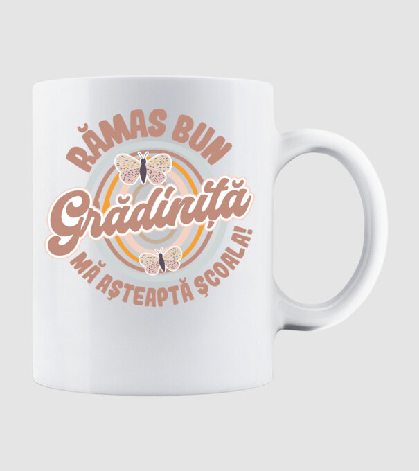 Rămas bun grădiniță, mă așteaptă școala! model alb pe tricou