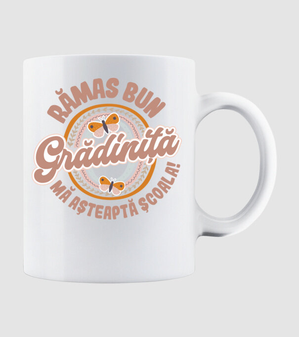 Rămas bun grădiniță, mă așteaptă școala! model alb pe tricou