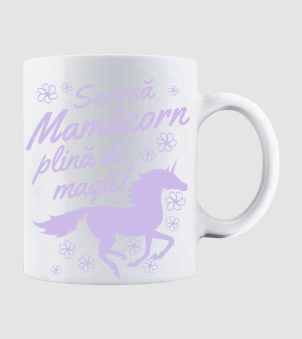 Sacoșă mamăcorn plină de magii! model alb pe tricou