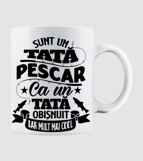 Sunt un tată pescar, ca un tată obișnuit, dar mult mai cool model alb pe tricou