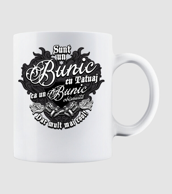 Sunt un bunic cu tatuaj, ca un bunic obișnuit, dar mult mai cool! model alb pe tricou