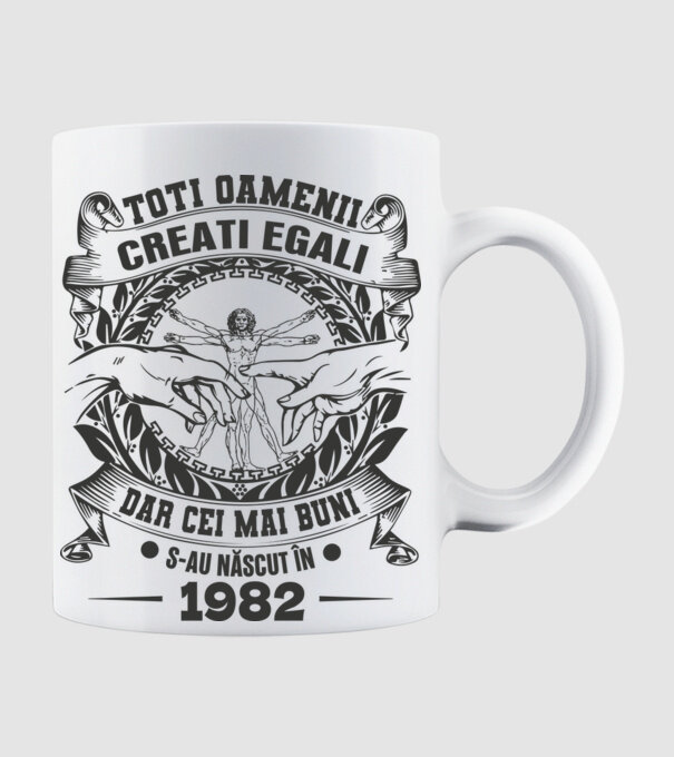 Toți oamenii sunt creați egali, dar cei mai buni s-au născut în 1982 model alb pe tricou
