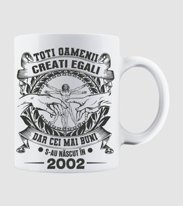 Toți oamenii sunt creați egali, dar cei mai buni s-au născut în 2002 model alb pe tricou