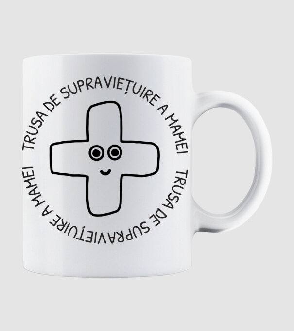 Trusa de supraviețuire a mamei model alb pe tricou