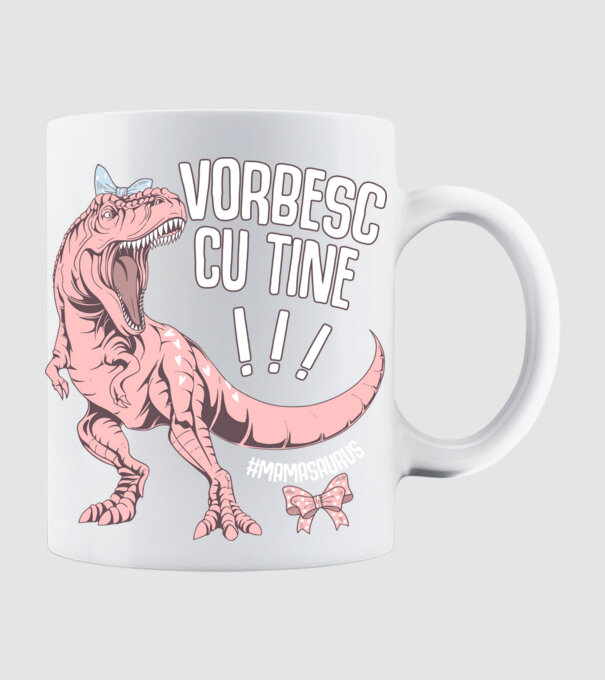 Vorbesc cu tine! #mamasaurus model alb pe tricou
