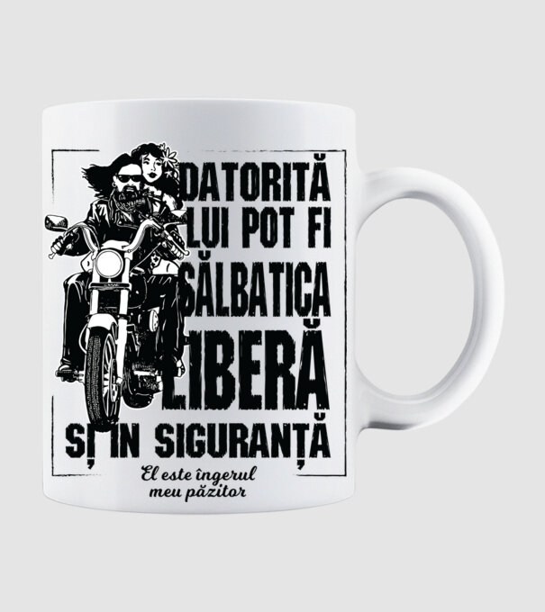datorită lui pot fi sălbatică, liberă și în siguranță - el este îngerul meu păzitor model alb pe tricou