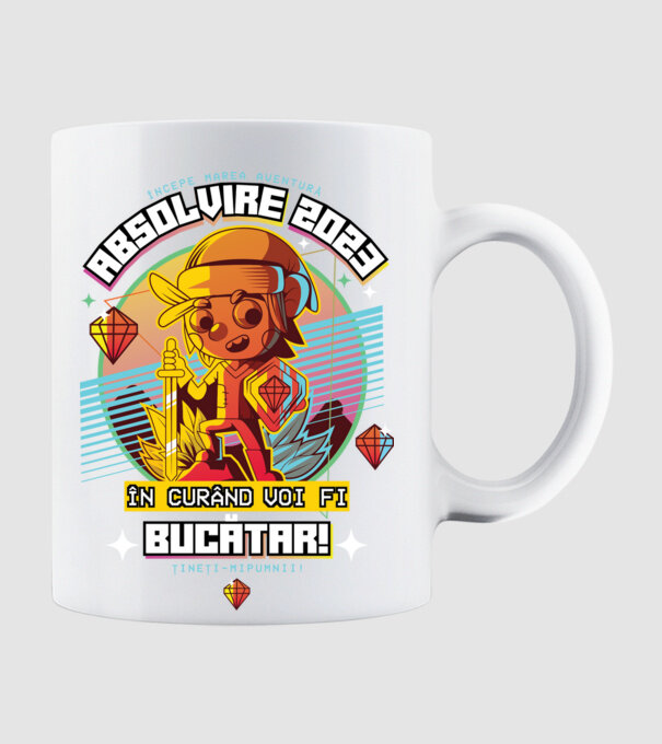 absolvire 2023 bucătar model alb pe tricou