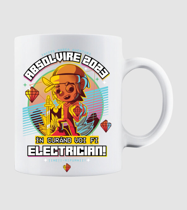absolvire 2023 electrician model alb pe tricou