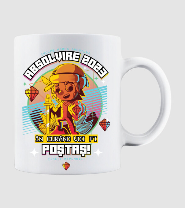 absolvire 2023 poștaș model alb pe tricou