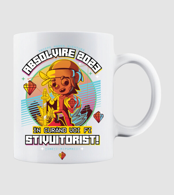 absolvire 2023 stivuitorist model alb pe tricou