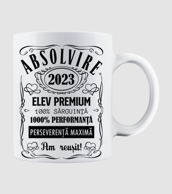 Absolvire Premium model alb pe tricou