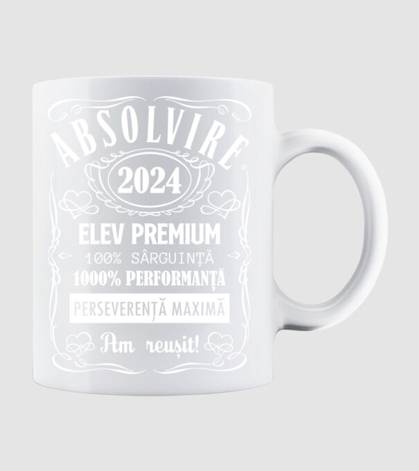 Absolvire Premium model alb pe tricou